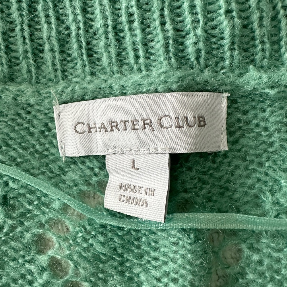 Charter Club Green Cardigan Sweater V-Neck Knit - Picture 3 of 9